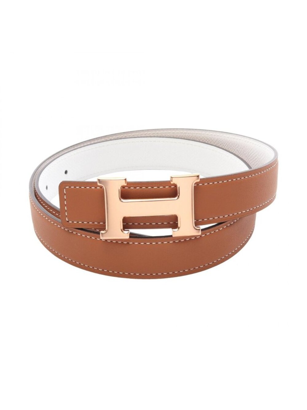 Hermes Belt Constance H Reversible Gold Blanc